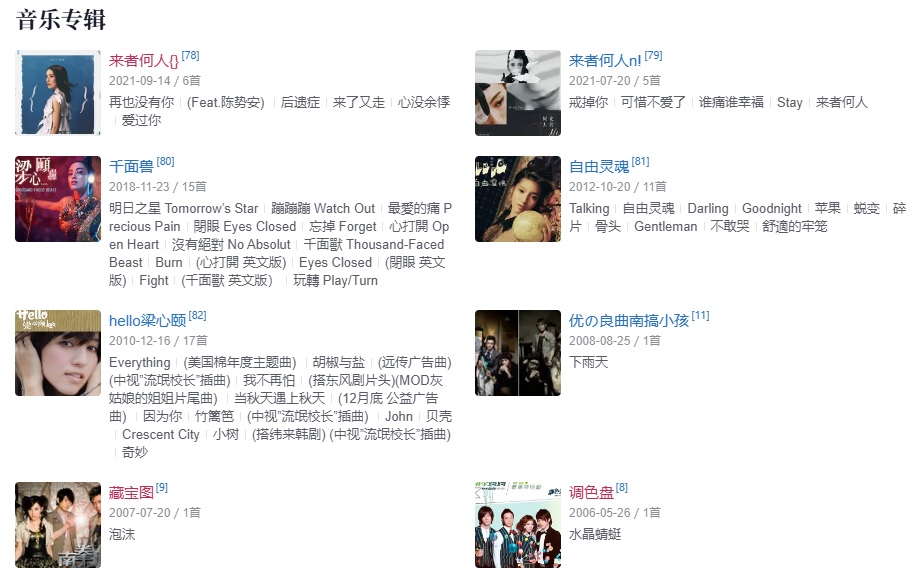 梁心頤的音樂(lè)專(zhuān)輯